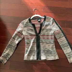 TWEED PINK AQUA ZIP UP BLAZER